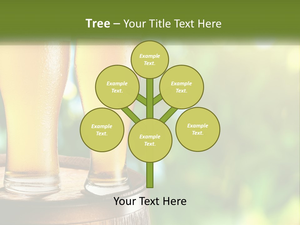 Two Glasses Of Beer Sitting On Top Of A Barrel PowerPoint Template