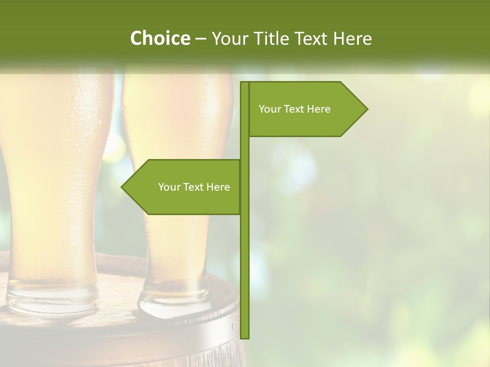 Two Glasses Of Beer Sitting On Top Of A Barrel PowerPoint Template