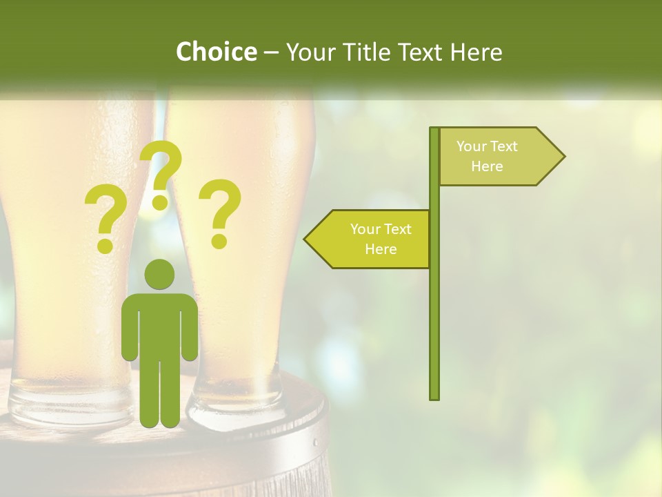 Two Glasses Of Beer Sitting On Top Of A Barrel PowerPoint Template