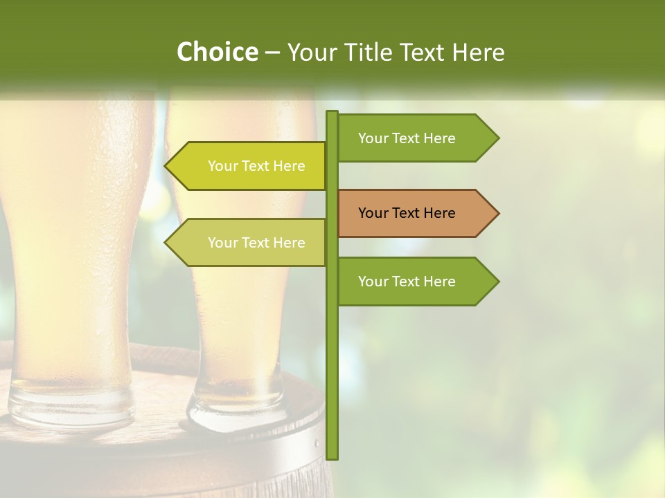 Two Glasses Of Beer Sitting On Top Of A Barrel PowerPoint Template