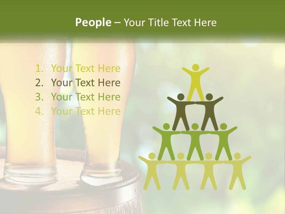 Two Glasses Of Beer Sitting On Top Of A Barrel PowerPoint Template