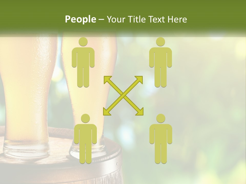 Two Glasses Of Beer Sitting On Top Of A Barrel PowerPoint Template