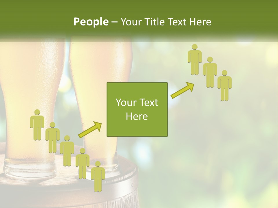 Two Glasses Of Beer Sitting On Top Of A Barrel PowerPoint Template