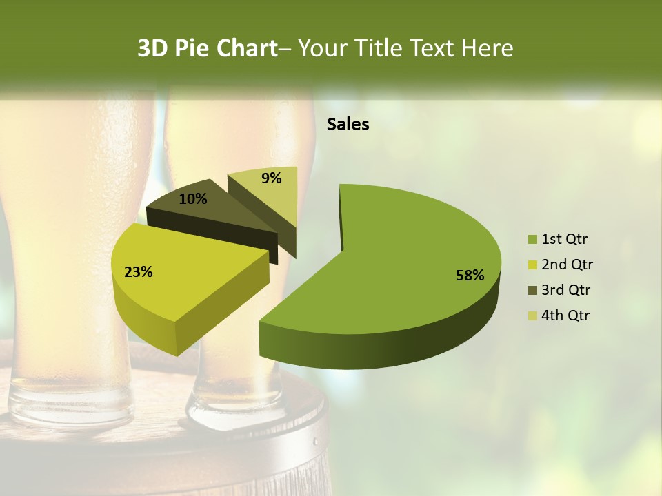 Two Glasses Of Beer Sitting On Top Of A Barrel PowerPoint Template
