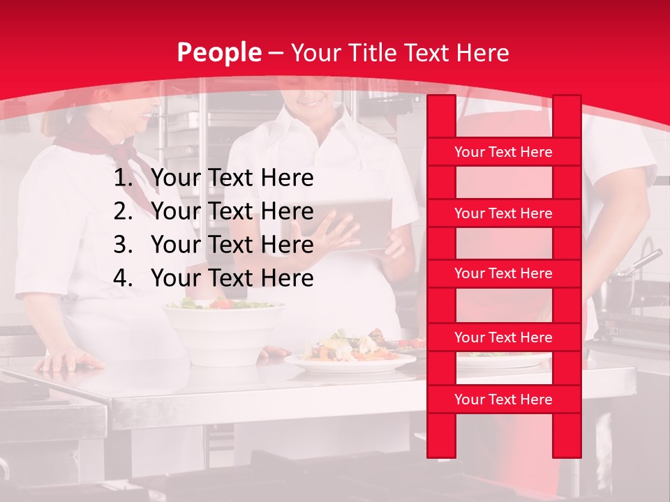 A Group Of People In A Kitchen Preparing Food PowerPoint Template