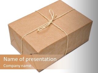 A Brown Box With A Brown String Tied Around It PowerPoint Template