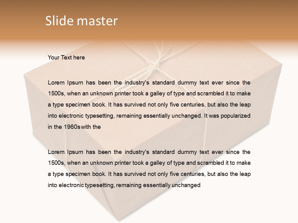A Brown Box With A Brown String Tied Around It PowerPoint Template