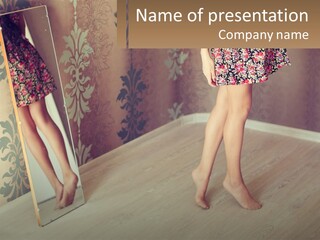 A Woman Standing In Front Of A Mirror PowerPoint Template