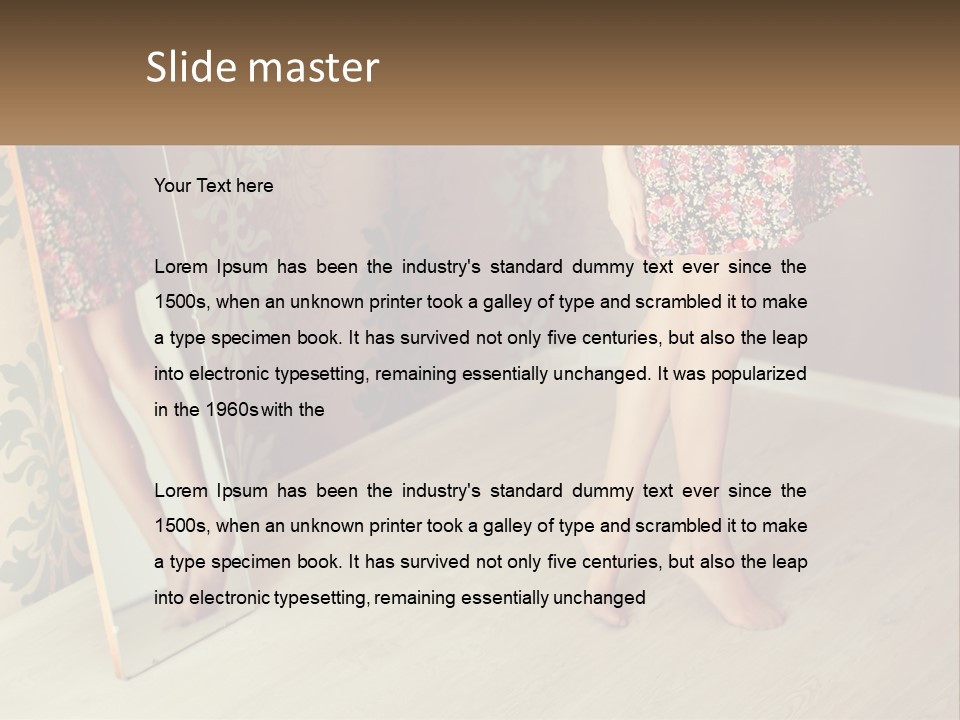A Woman Standing In Front Of A Mirror PowerPoint Template