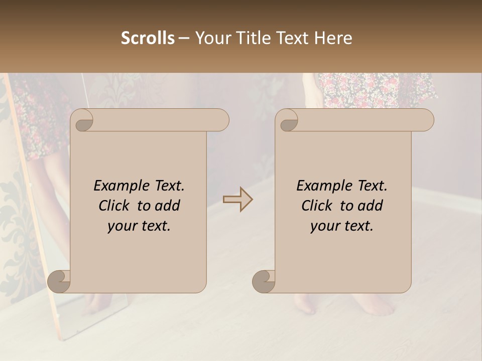 A Woman Standing In Front Of A Mirror PowerPoint Template