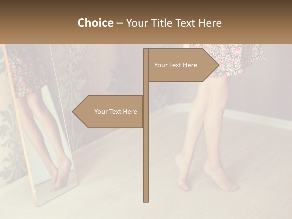 A Woman Standing In Front Of A Mirror PowerPoint Template
