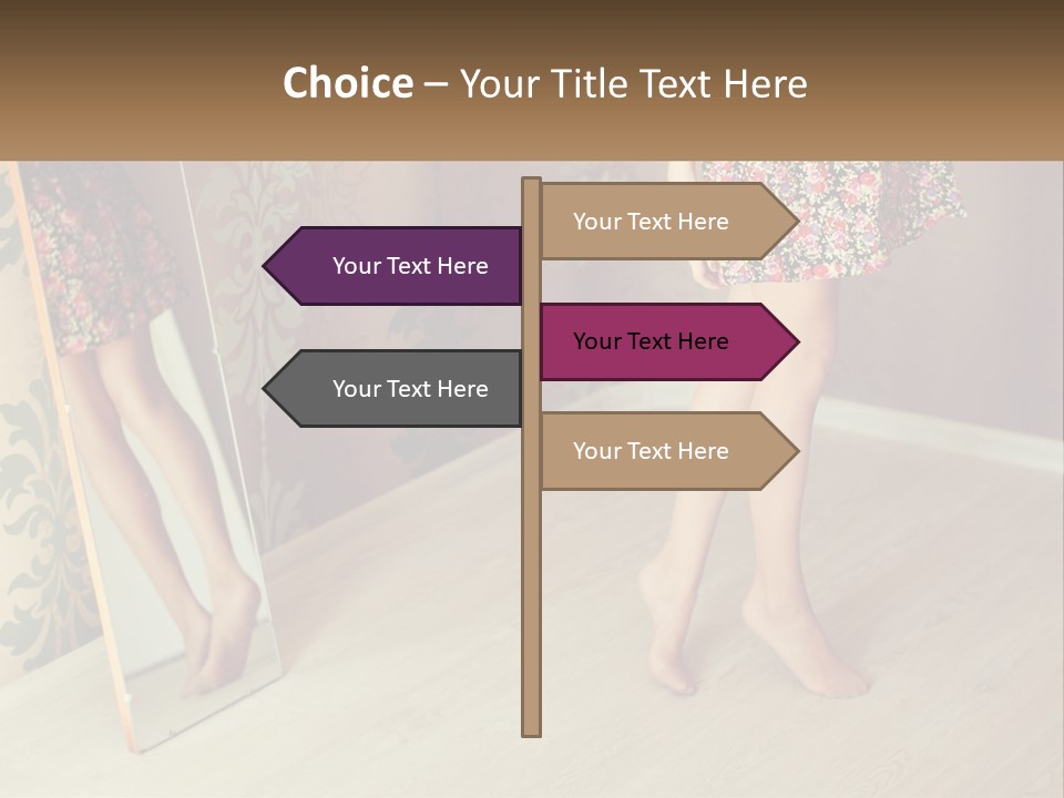 A Woman Standing In Front Of A Mirror PowerPoint Template