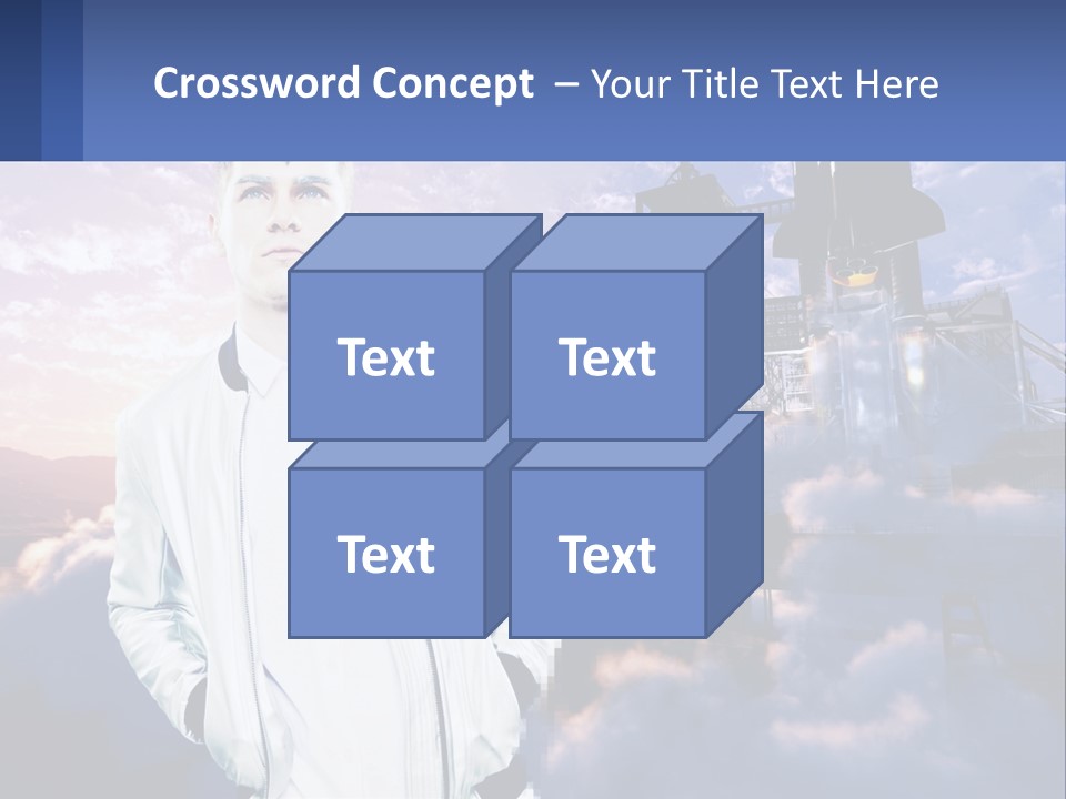 A Man Standing In Front Of A Rocket Ship PowerPoint Template