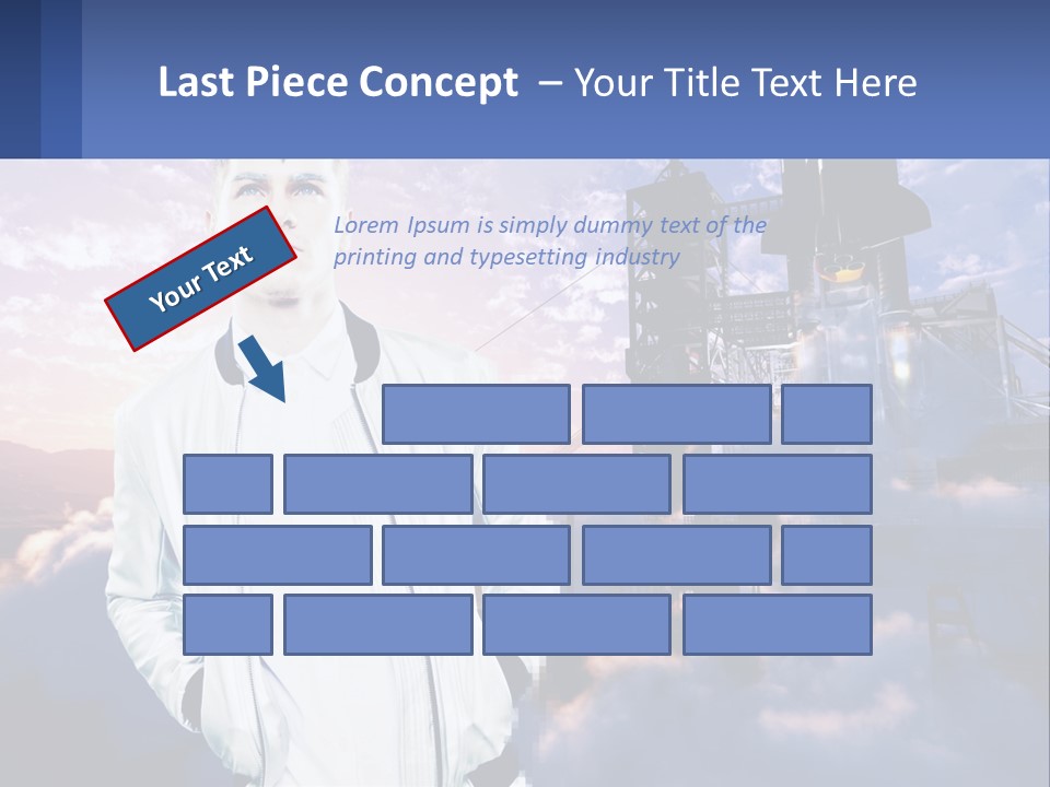 A Man Standing In Front Of A Rocket Ship PowerPoint Template