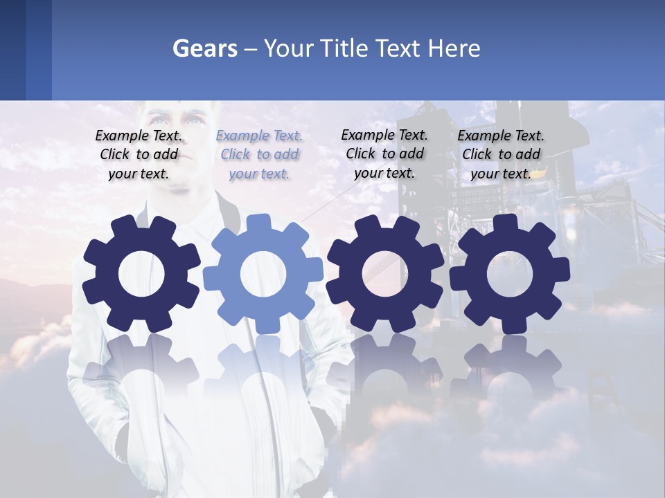 A Man Standing In Front Of A Rocket Ship PowerPoint Template