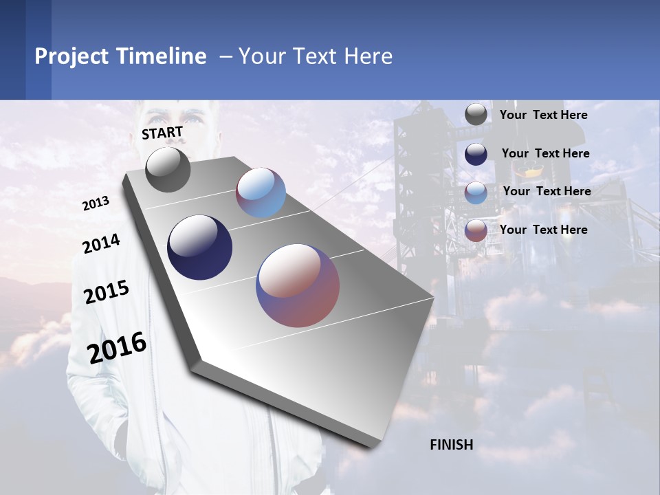 A Man Standing In Front Of A Rocket Ship PowerPoint Template