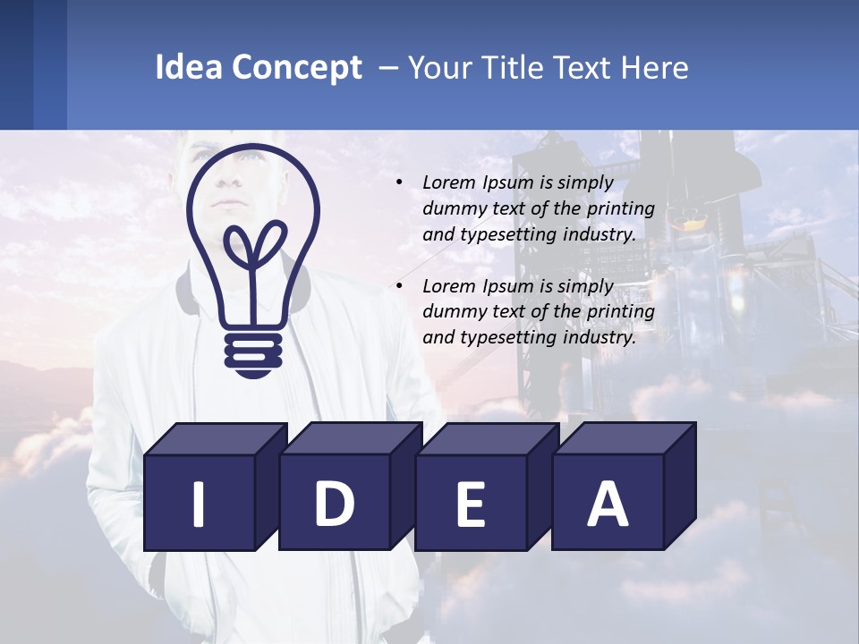 A Man Standing In Front Of A Rocket Ship PowerPoint Template