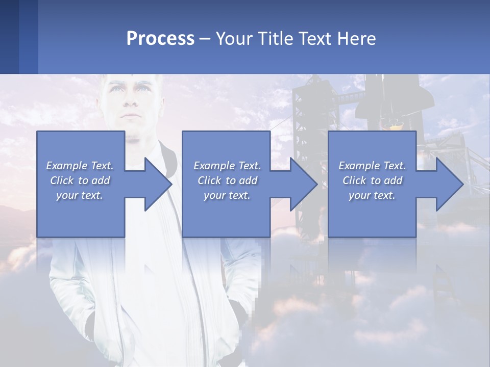 A Man Standing In Front Of A Rocket Ship PowerPoint Template