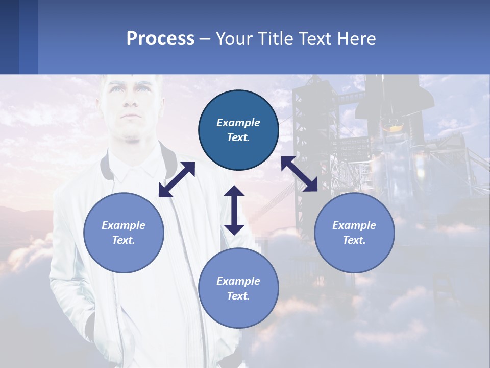 A Man Standing In Front Of A Rocket Ship PowerPoint Template