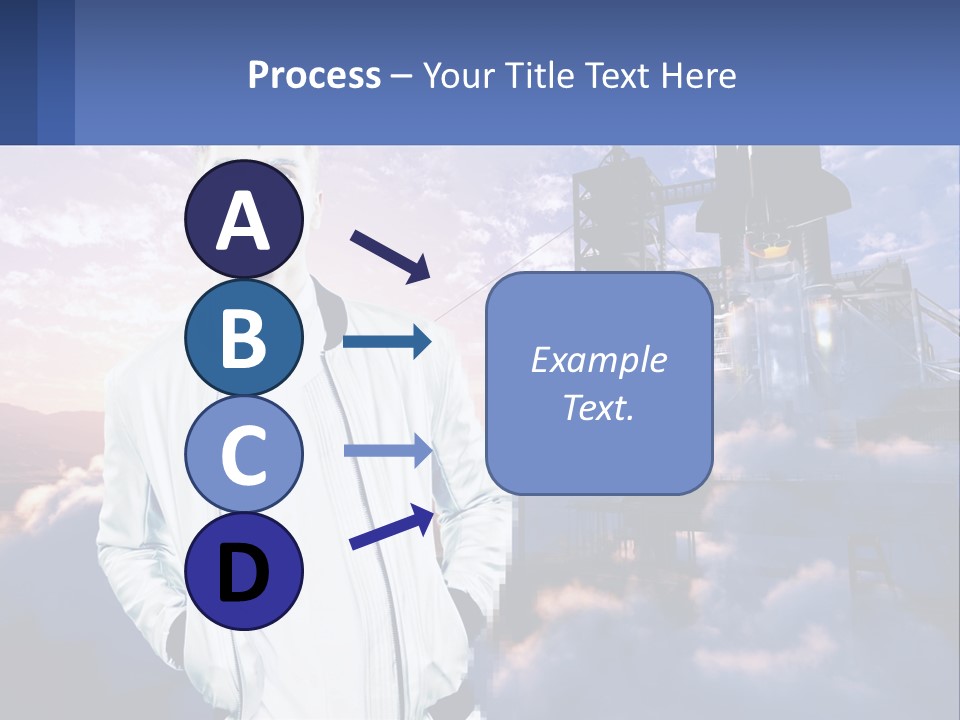 A Man Standing In Front Of A Rocket Ship PowerPoint Template