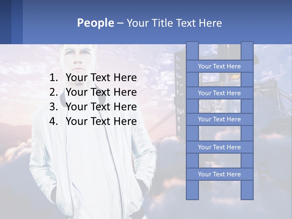 A Man Standing In Front Of A Rocket Ship PowerPoint Template