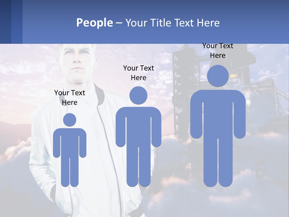 A Man Standing In Front Of A Rocket Ship PowerPoint Template