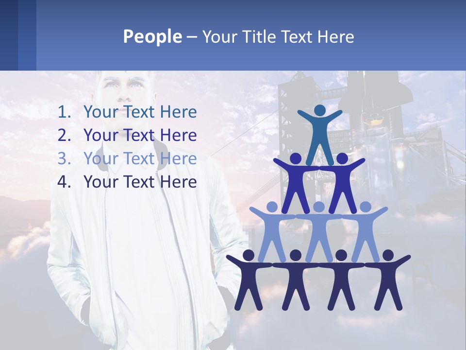 A Man Standing In Front Of A Rocket Ship PowerPoint Template
