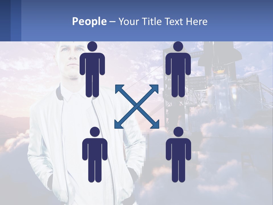 A Man Standing In Front Of A Rocket Ship PowerPoint Template
