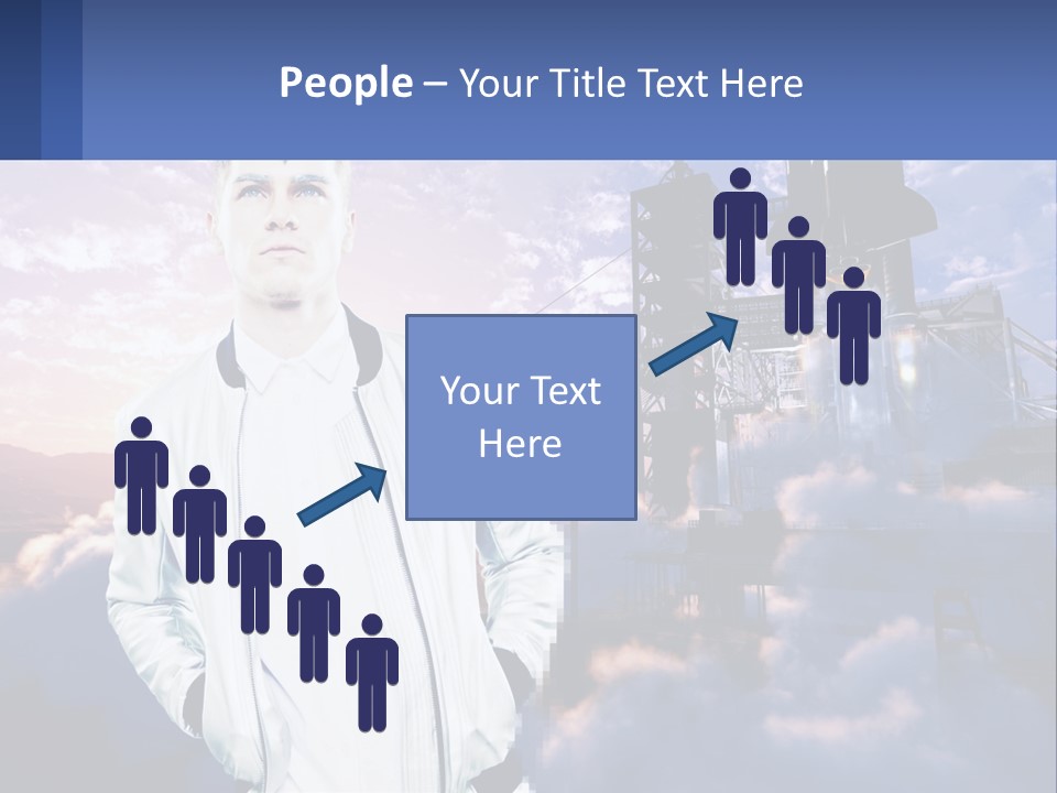 A Man Standing In Front Of A Rocket Ship PowerPoint Template