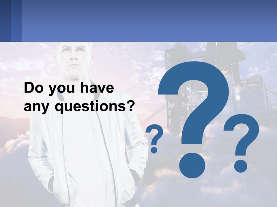 A Man Standing In Front Of A Rocket Ship PowerPoint Template