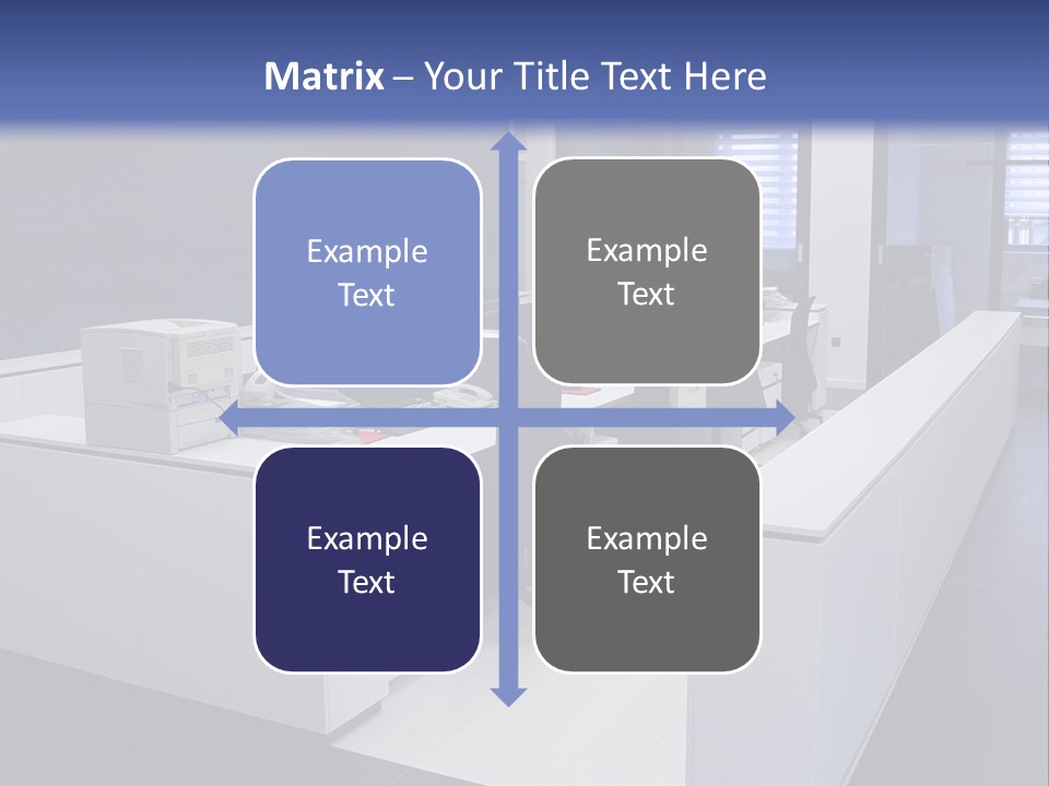 An Office With A Blackboard And White Desks PowerPoint Template