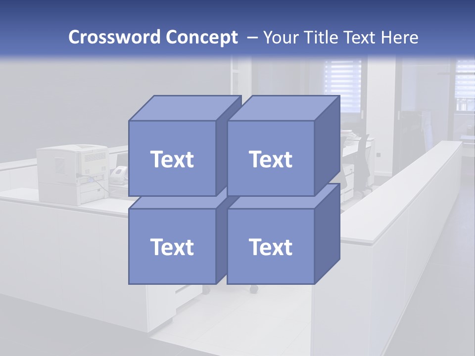 An Office With A Blackboard And White Desks PowerPoint Template