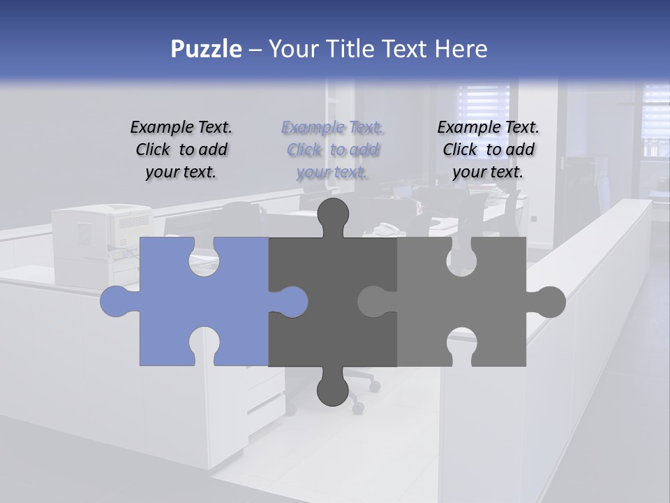 An Office With A Blackboard And White Desks PowerPoint Template