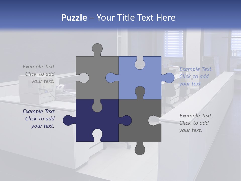 An Office With A Blackboard And White Desks PowerPoint Template