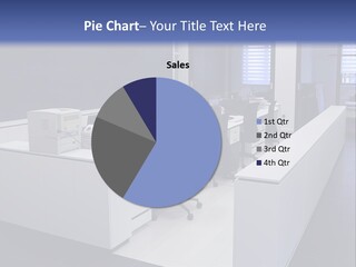 An Office With A Blackboard And White Desks PowerPoint Template