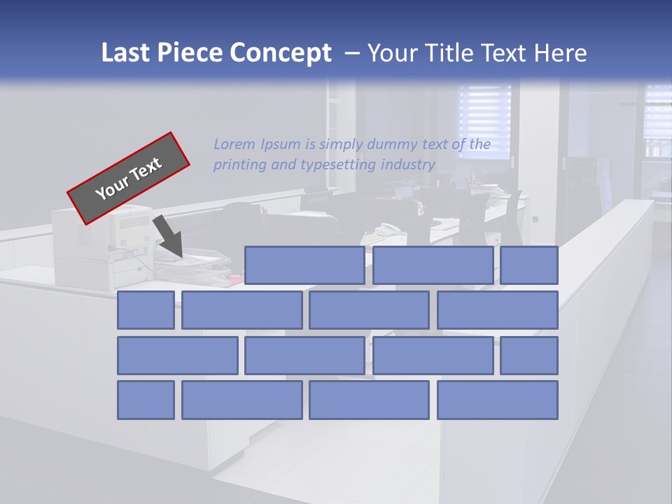 An Office With A Blackboard And White Desks PowerPoint Template