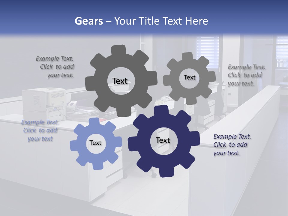 An Office With A Blackboard And White Desks PowerPoint Template