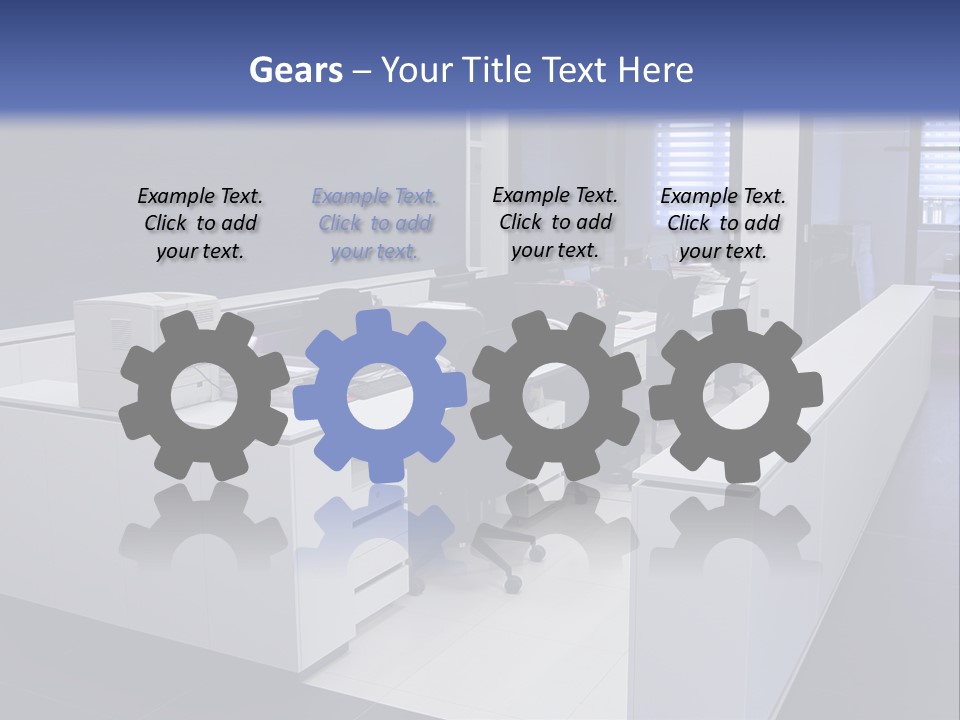 An Office With A Blackboard And White Desks PowerPoint Template