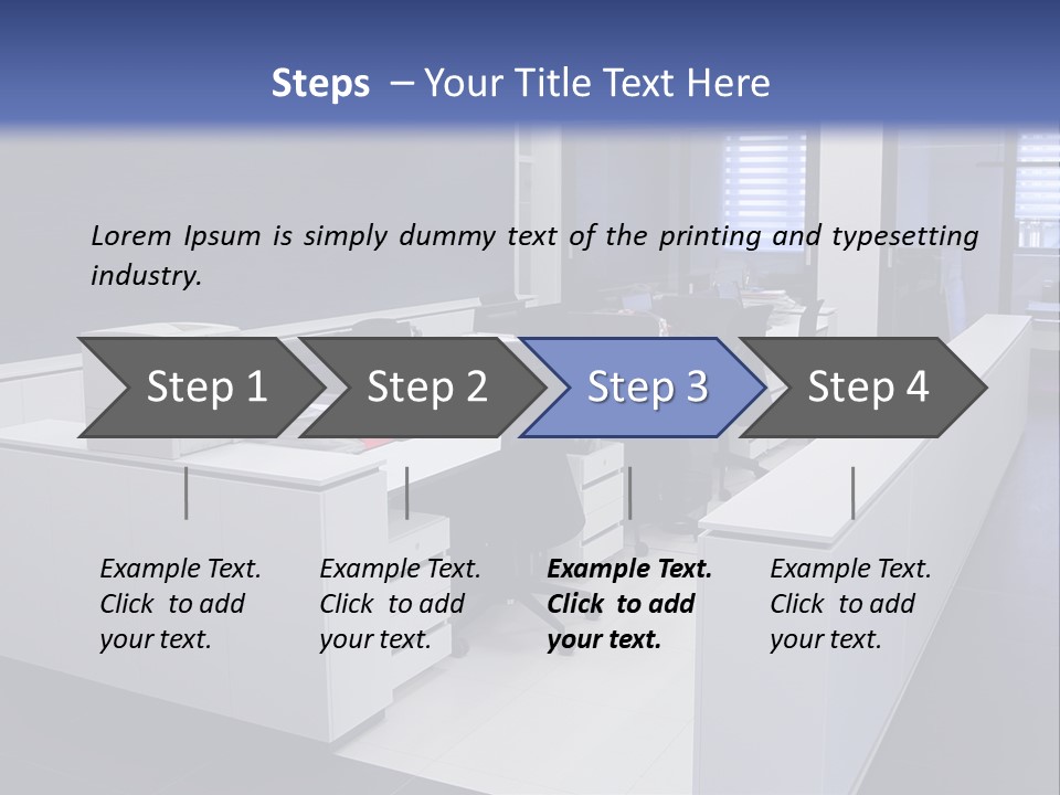 An Office With A Blackboard And White Desks PowerPoint Template