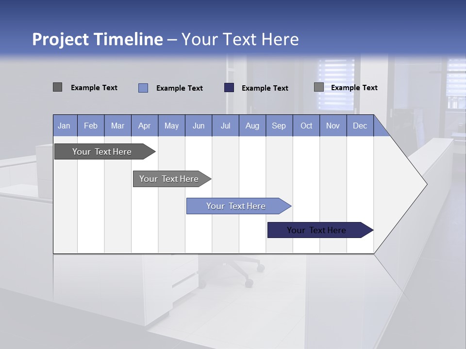 An Office With A Blackboard And White Desks PowerPoint Template