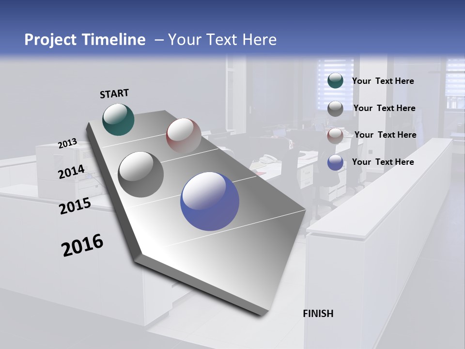 An Office With A Blackboard And White Desks PowerPoint Template