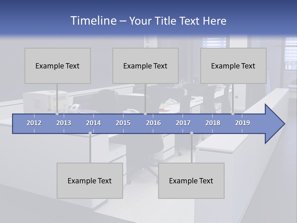 An Office With A Blackboard And White Desks PowerPoint Template