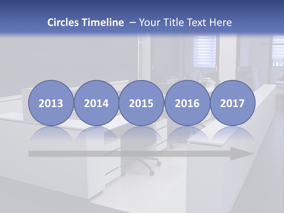 An Office With A Blackboard And White Desks PowerPoint Template