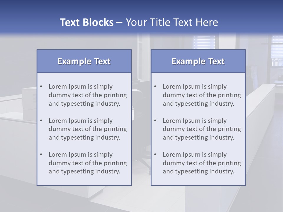 An Office With A Blackboard And White Desks PowerPoint Template