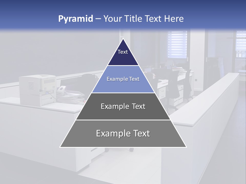 An Office With A Blackboard And White Desks PowerPoint Template