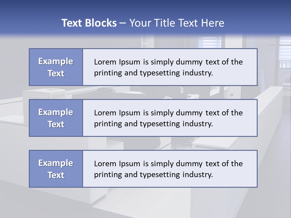 An Office With A Blackboard And White Desks PowerPoint Template