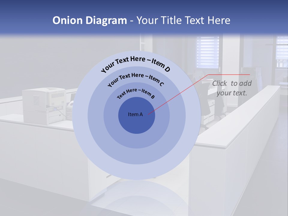 An Office With A Blackboard And White Desks PowerPoint Template