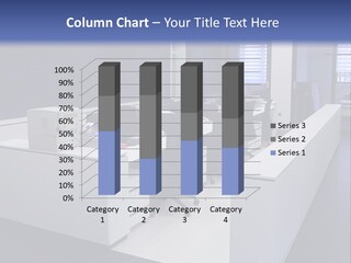 An Office With A Blackboard And White Desks PowerPoint Template