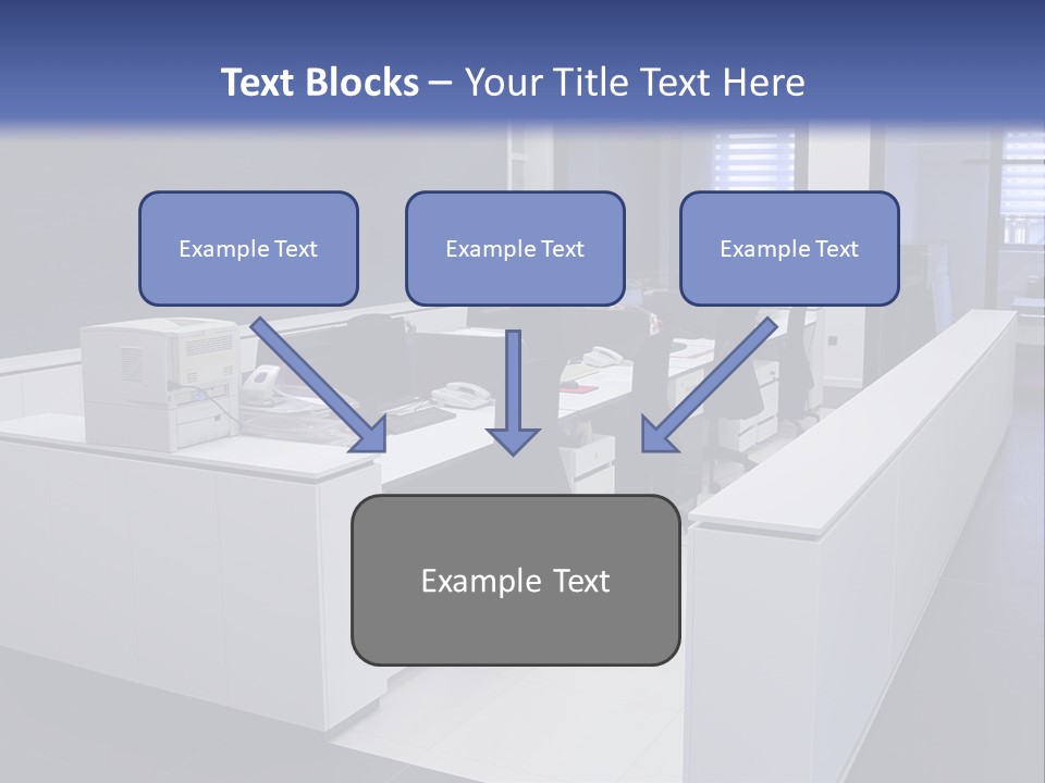 An Office With A Blackboard And White Desks PowerPoint Template
