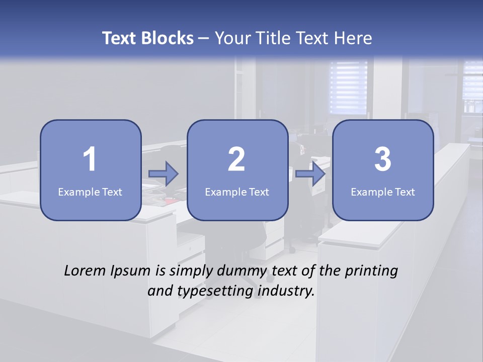 An Office With A Blackboard And White Desks PowerPoint Template
